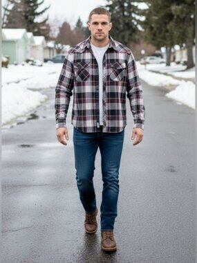 COEVALS CLUB Men's XXL Western Plaid Long Sleeve Pearl Snap Casual Rodeo Shirt